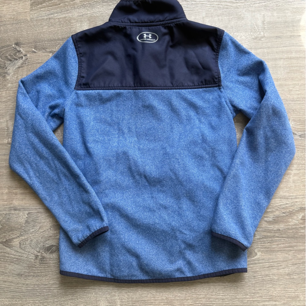 Under Armour UA Boys Size M 9/10 Heathered Blue Performance Pullover Sweatshirt - Picture 3 of 7